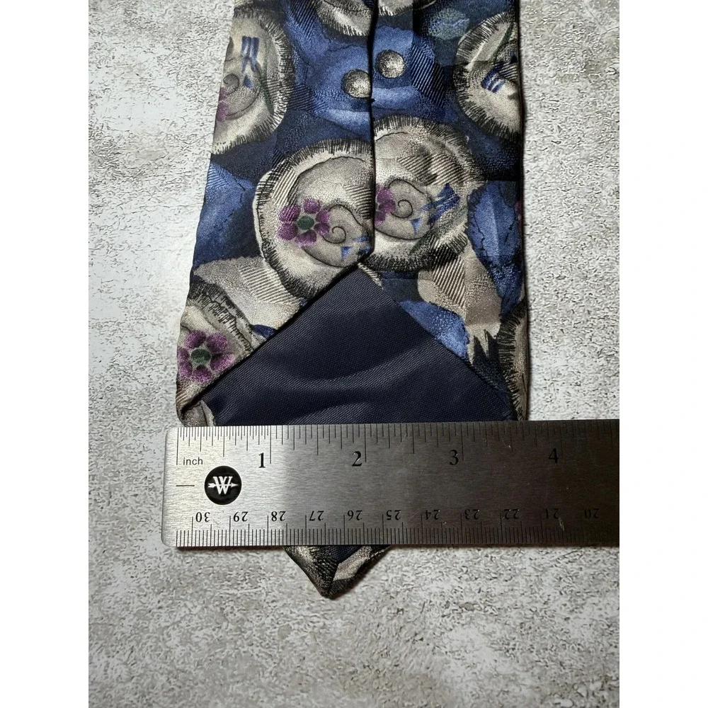 J. GARCIA 100% Silk Tie Mens One Size Blue Floral Jacquard Embroidered Pointed